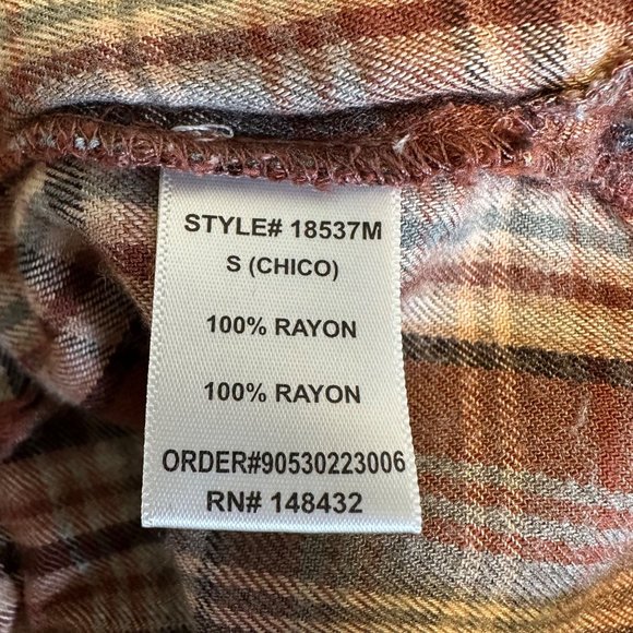 Becool Womens Brown Plaid Flannel Button Long Sleeve Shirt Size S - Picture 5 of 6